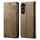 Per Samsung Galaxy S23 5G Custodia in pelle con texture denim (cachi)
