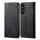 Per Samsung Galaxy S23 5G Custodia in pelle con texture denim (nera)