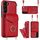 Per Samsung Galaxy S22 5G Custodia per telefono con slot per schede RFID con anello e cordino lungo (rosso) Per Samsung Galaxy S22 5G Custodia per telefono con slot per schede RFID con anello e cordino lungo (rosso)