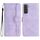 Custodia in pelle per Samsung Galaxy S22 5G con motivo a cuore (viola)