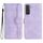 Custodia in pelle per Samsung Galaxy S22+ 5G con motivo a cuore (viola)