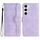 Custodia in pelle per Samsung Galaxy S23+ 5G con motivo a cuore (viola)