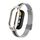Custodia in metallo integrata per Xiaomi Mi Band 8 + cinturino con fibbia in maglia d'acciaio (argento + nero) Custodia in metallo integrata per Xiaomi Mi Band 8 + cinturino con fibbia in maglia d'acciaio (argento + nero)