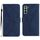 Per Samsung Galaxy S22 + 5G Custodia in pelle goffrata con cuciture (blu)