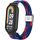 Per Xiaomi Mi Band 8 Metal Head + cinturino regolabile in nylon intrecciato con fibbia in acciaio (blu rosso)