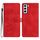 Per Samsung Galaxy S22+ 5G Custodia per cellulare in pelle con motivo a farfalla fiore (rosso)