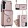 Per Samsung Galaxy S22 5G Custodia per telefono con slot per schede RFID con anello e cordino lungo (oro rosa) Per Samsung Galaxy S22 5G Custodia per telefono con slot per schede RFID con anello e cordino lungo (oro rosa)