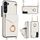 Per Samsung Galaxy S23 5G Custodia per telefono con slot per schede RFID con anello e cordino lungo (beige) Per Samsung Galaxy S23 5G Custodia per telefono con slot per schede RFID con anello e cordino lungo (beige)
