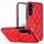 Per Samsung Galaxy S23+ 5G Custodia in pelle PU romboidale con supporto ad anello (rosso)