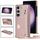 Per Samsung Galaxy S23 + 5G Custodia per telefono quadrata con supporto per cinturino a tracolla (oro rosa) Per Samsung Galaxy S23 + 5G Custodia per telefono quadrata con supporto per cinturino a tracolla (oro rosa)