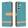 Per Samsung Galaxy S23 FE 5G Custodia per telefono in pelle con texture denim a blocchi di colore (verde) Per Samsung Galaxy S23 FE 5G Custodia per telefono in pelle con texture denim a blocchi di colore (verde)