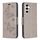 Per Samsung Galaxy S23 FE 5G Custodia in pelle con motivo a due farfalle in rilievo (grigio) Per Samsung Galaxy S23 FE 5G Custodia in pelle con motivo a due farfalle in rilievo (grigio)