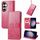 Per Samsung Galaxy S23 FE 5G Custodia per telefono in pelle con fibbia in rilievo con chiusura a quattro foglie (magenta) Per Samsung Galaxy S23 FE 5G Custodia per telefono in pelle con fibbia in rilievo con chiusura a quattro foglie (magenta)