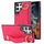 Per Samsung Galaxy S22 Ultra Custodia per telefono in PU con anello a copertura totale antiscivolo con cinturino (rosa rossa) Per Samsung Galaxy S22 Ultra Custodia per telefono in PU con anello a copertura totale antiscivolo con cinturino (rosa rossa)