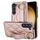 Per Samsung Galaxy S23+ Custodia antiscivolo per telefono in PU con anello a copertura totale con cinturino (oro rosa) Per Samsung Galaxy S23+ Custodia antiscivolo per telefono in PU con anello a copertura totale con cinturino (oro rosa)