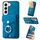 Per Samsung Galaxy S22 5G Custodia per telefono a portafoglio con anello in pelle effetto pelle galvanica (blu) Per Samsung Galaxy S22 5G Custodia per telefono a portafoglio con anello in pelle effetto pelle galvanica (blu)