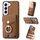 Per Samsung Galaxy S22 5G Custodia per cellulare con anello in pelle effetto pelle galvanica (marrone) Per Samsung Galaxy S22 5G Custodia per cellulare con anello in pelle effetto pelle galvanica (marrone)