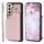 Per Samsung Galaxy S22+ 5G Custodia per telefono con struttura a griglia e cordino (oro rosa)