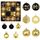 44 pezzi/set 3-6 cm di palline di Natale dipinte con ornamenti elettrolitici, colore: oro nero