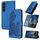 Per Samsung Galaxy S23 FE Custodia per telefono in pelle con vibrazione a rilievo fiore Datura (blu)