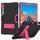 Per Samsung Galaxy Tab S9+ Custodia per tablet in silicone a colori a contrasto con supporto (nero + rosa rossa) Per Samsung Galaxy Tab S9+ Custodia per tablet in silicone a colori a contrasto con supporto (nero + rosa rossa)