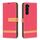 Custodia per telefono in pelle con texture denim color block per Samsung Galaxy S24+ 5G (rossa)