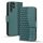 Per Samsung Galaxy S22 Ultra 5G Custodia per telefono in pelle con fibbia a diamante business con cordino (verde) Per Samsung Galaxy S22 Ultra 5G Custodia per telefono in pelle con fibbia a diamante business con cordino (verde)