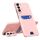 Per Samsung Galaxy S22 5G Custodia per telefono con supporto per obiettivo invisibile a colori puri (rosa) Per Samsung Galaxy S22 5G Custodia per telefono con supporto per obiettivo invisibile a colori puri (rosa)