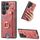 Per Samsung Galaxy S22 Ultra 5G Custodia per telefono con sacchetto per carte ad anello effetto pelle retrò con anello per appendere (rosa) Per Samsung Galaxy S22 Ultra 5G Custodia per telefono con sacchetto per carte ad anello effetto pelle retrò con anello per appendere (rosa)
