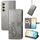Per Samsung Galaxy S24 5G Custodia per telefono in pelle con fibbia a quattro foglie con fibbia in rilievo (grigio) Per Samsung Galaxy S24 5G Custodia per telefono in pelle con fibbia a quattro foglie con fibbia in rilievo (grigio)