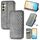 Custodia per telefono in pelle magnetica pressata a griglia cubica per Samsung Galaxy S24 5G (grigio) Custodia per telefono in pelle magnetica pressata a griglia cubica per Samsung Galaxy S24 5G (grigio)