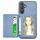 Custodia per telefono con blocco RFID per porta carte magnetiche in fibra di carbonio Samsung Galaxy S24 5G (blu)
