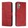Custodia per cellulare in pelle con fibbia in vitello con cuciture per Samsung Galaxy S24 (rossa)