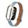 Custodia in metallo integrata per Xiaomi Mi Band 8 + cinturino in pelle in microfibra a doppio chiodo (azzurro) Custodia in metallo integrata per Xiaomi Mi Band 8 + cinturino in pelle in microfibra a doppio chiodo (azzurro)