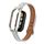 Custodia in metallo integrata per Xiaomi Mi Band 8 + cinturino in pelle in microfibra a doppio chiodo (bianco) Custodia in metallo integrata per Xiaomi Mi Band 8 + cinturino in pelle in microfibra a doppio chiodo (bianco)