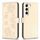 Custodia per telefono in pelle goffrata a quattro foglie per Samsung Galaxy S23 5G (oro) Custodia per telefono in pelle goffrata a quattro foglie per Samsung Galaxy S23 5G (oro)