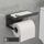 Portarotolo da bagno in acciaio inossidabile, ripiano per cellulare, senza perforazione, stile: portarotolo (nero)