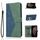 Custodia per telefono in pelle con cuciture bicolore per Honor 90 (blu verde)