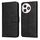 Custodia per telefono in pelle flip con texture classica in vitello per Honor X50i+ (nera)