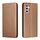 Per Samsung Galaxy S24+ 5G Custodia in pelle con supporto a vibrazione in fibra di carbonio (marrone)
