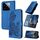 Custodia per telefono in pelle Flip in rilievo con fiori Datura per Xiaomi 14 Pro (blu)