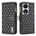 Custodia per cellulare in pelle con portafoglio con cerniera a reticolo di diamanti per Honor X7b (nera) Custodia per cellulare in pelle con portafoglio con cerniera a reticolo di diamanti per Honor X7b (nera)