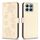 Custodia per telefono in pelle goffrata a quattro foglie per Honor X8b (oro)