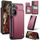 Per Samsung Galaxy S24+ 5G CaseMe C22 PC+TPU Custodia antifurto in pelle stile business RFID (vino rosso)