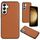 Custodia per telefono a copertura totale con texture in pelle per Samsung Galaxy S24 5G (marrone)