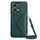 Custodia per telefono RFID con texture rombica per Honor X7a / Play 7T con cordino lungo (verde)