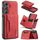 Per Samsung Galaxy S24+ 5G DG.MING Serie M2 Borsa multi-carta 3 pieghe + Custodia magnetica per telefono (Rosso)