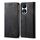 Custodia per cellulare in pelle flip con texture denim per Honor Play 8T 5G / X7b (nera)