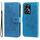 Custodia per telefono in pelle con stampa a fiori a 7 petali per Honor 90 GT (blu)