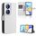 Custodia per telefono in pelle con texture diamante per Honor Play 50 Plus (bianca)